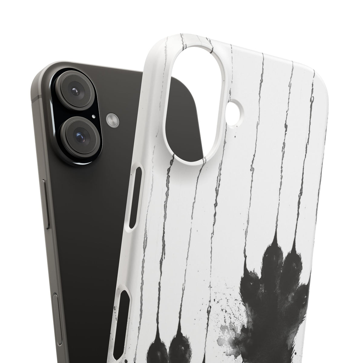 Black Ink Paw Print Snap Case