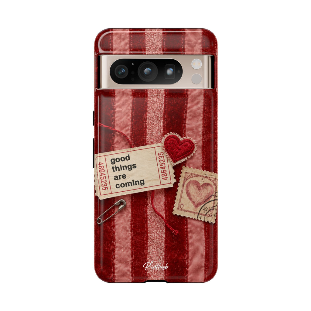 “Good Things Are Coming” Red Phone Case