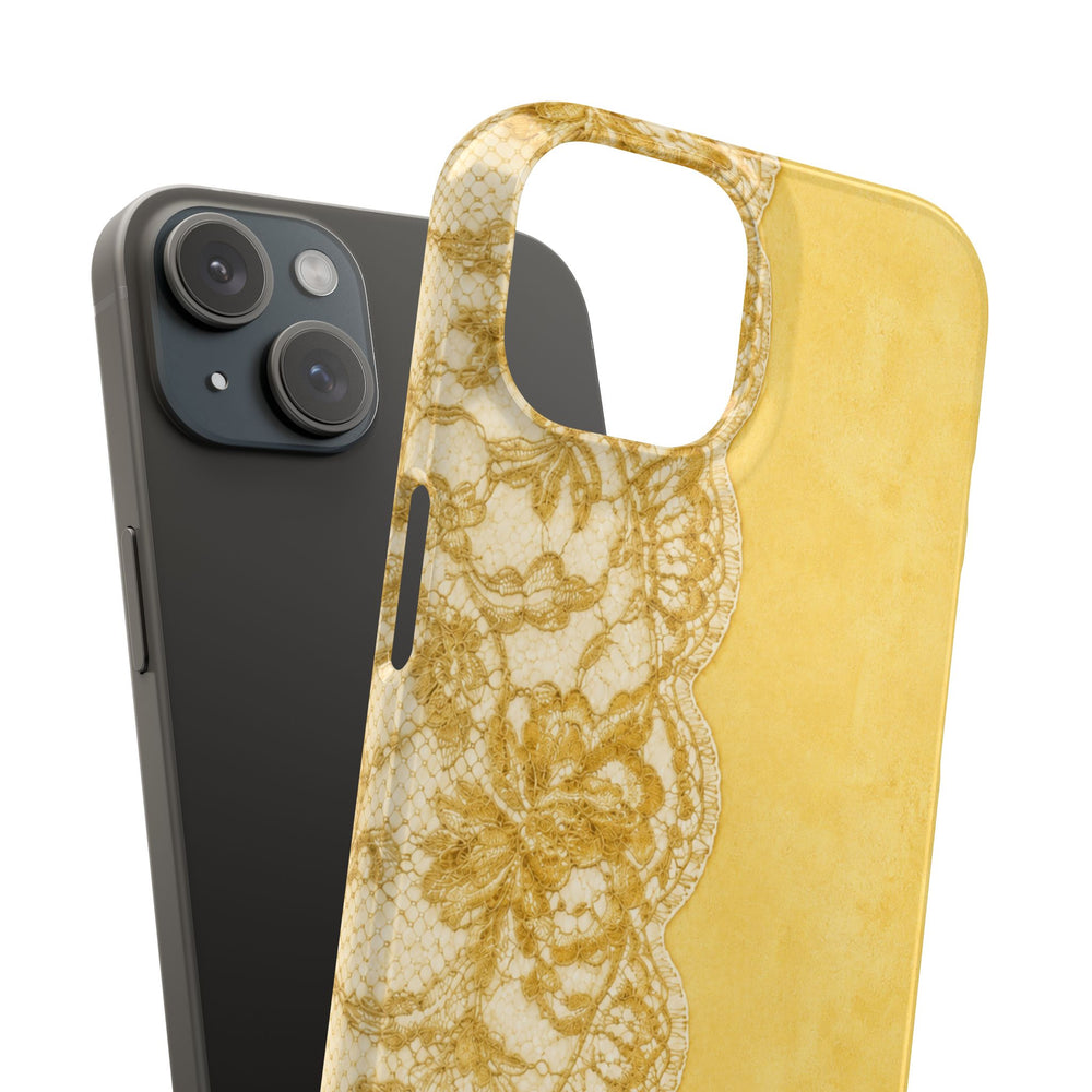 Yellow Vintage Lace Snap Case