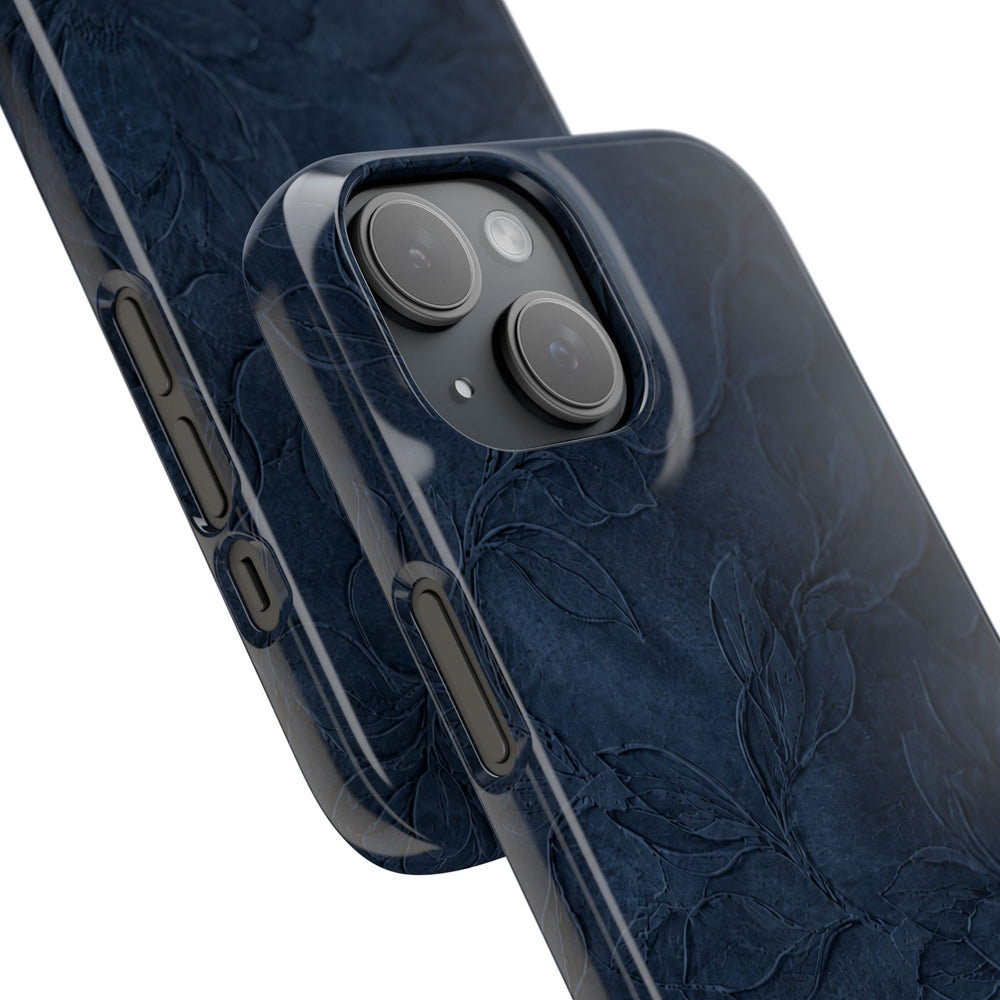 Navy Floral Textured Snap Case