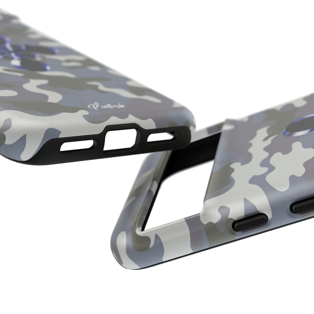 Camouflage with Blue Metallic Clover Tough Case