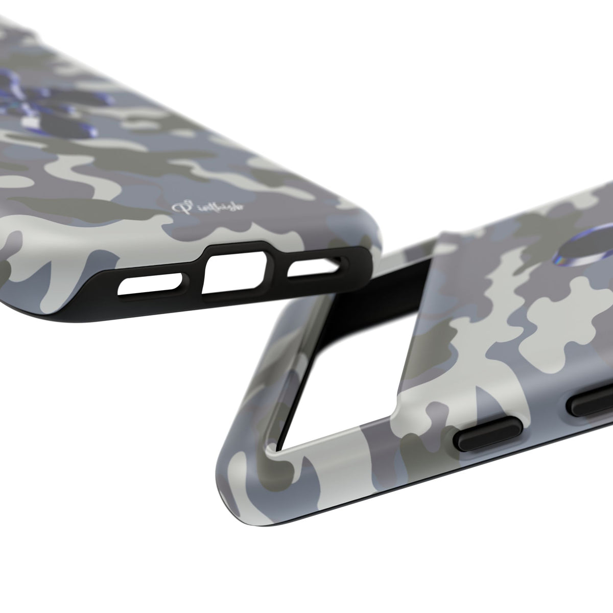 Camouflage with Blue Metallic Clover Tough Case