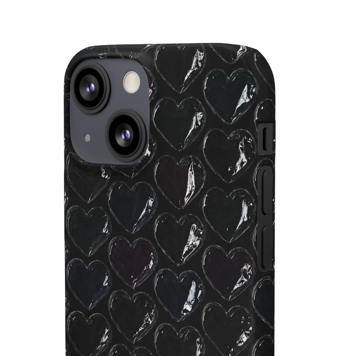 Black Pop Hearts Snap Case