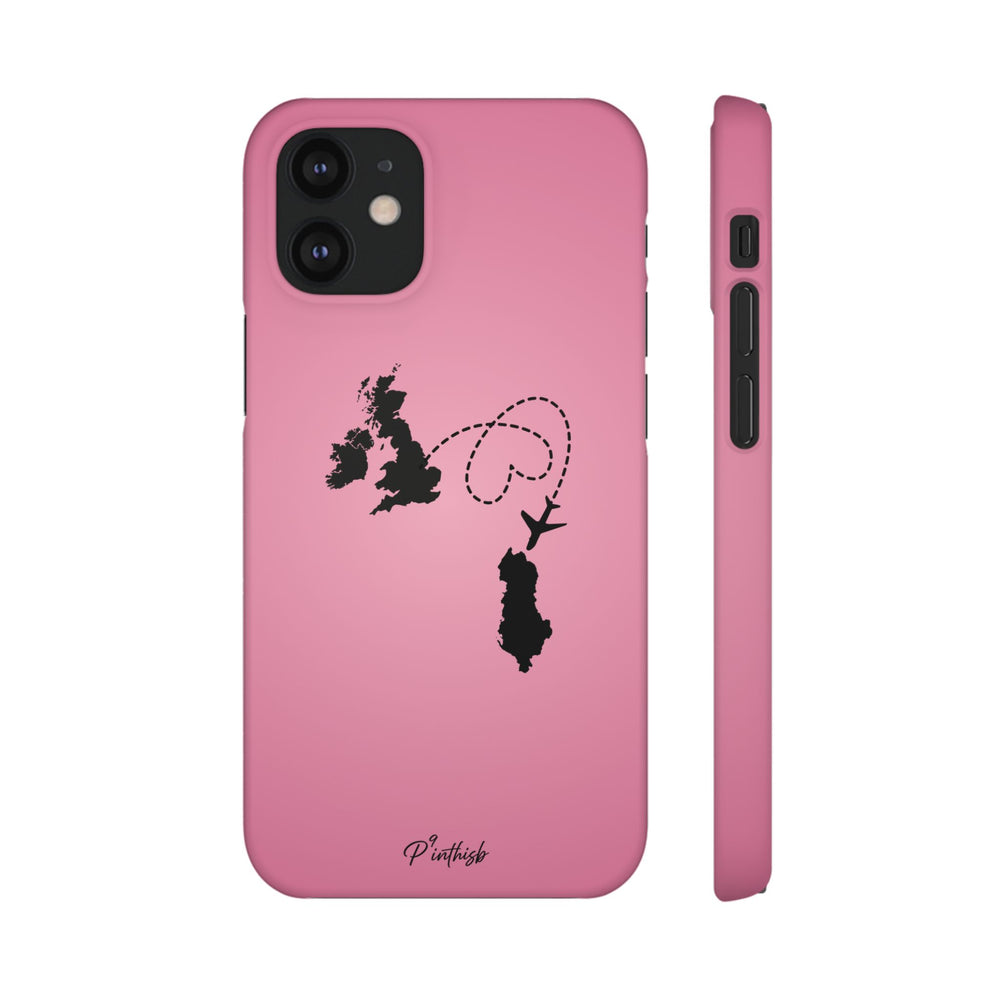 UK to Albania Pink Snap Phone Case
