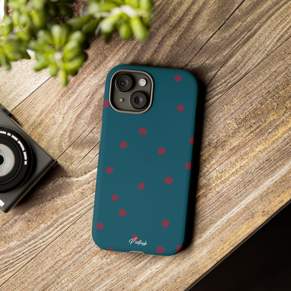 Teal & Burgundy Polka Dot Tough Phone Case