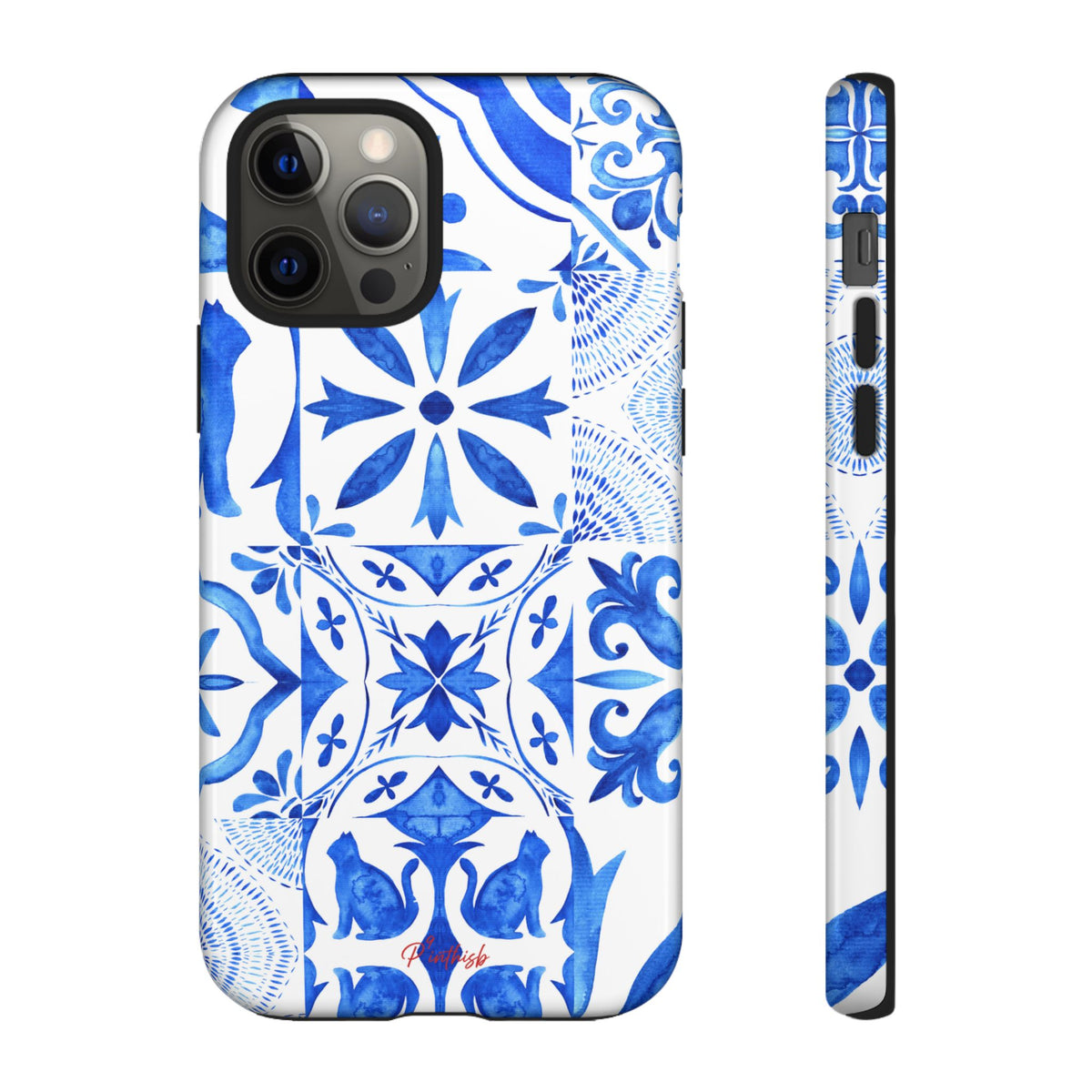 Blue Tile Pattern Tough Phone Case