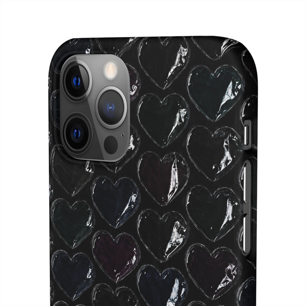 Black Pop Hearts Snap Case