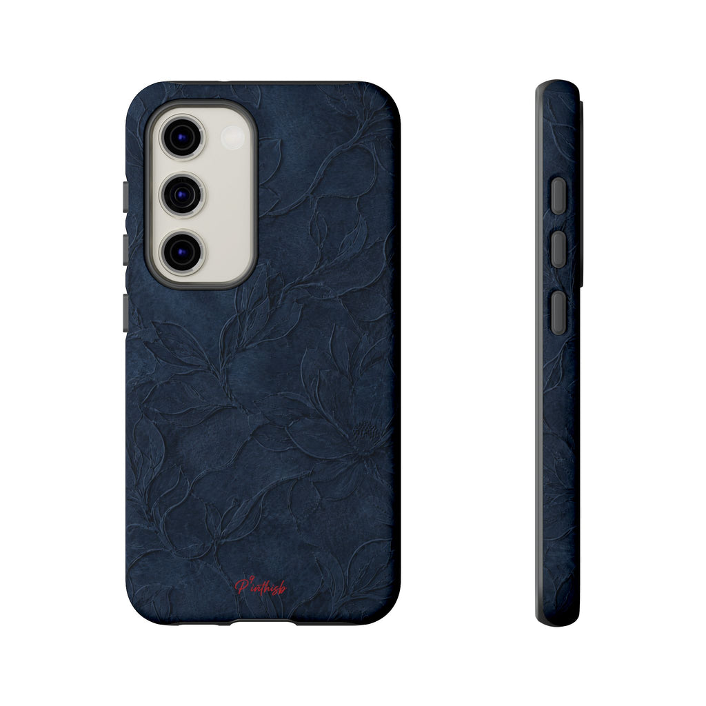 Navy Floral Textured Tough Case