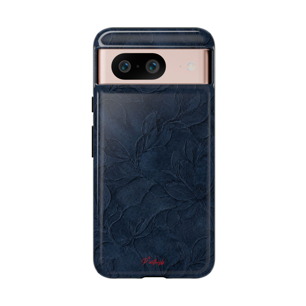 Navy Floral Textured Tough Case