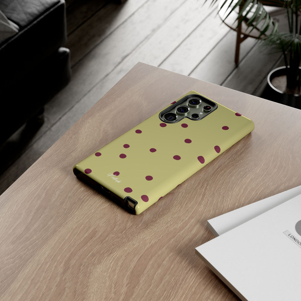 Yellow & Burgundy Polka Dot Tough Phone Case