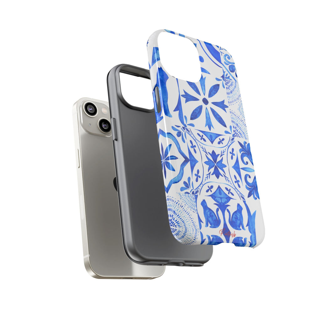 Blue Tile Pattern Tough Phone Case