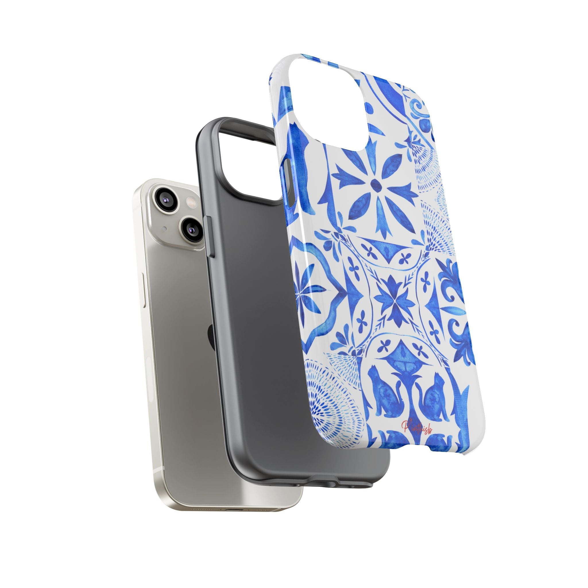 Blue Tile Pattern Tough Phone Case