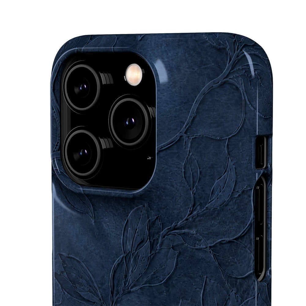 Navy Floral Textured Snap Case