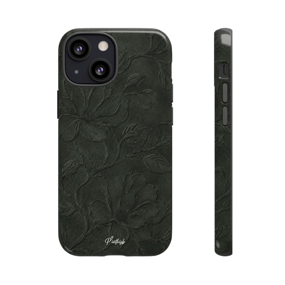 Dark Olive Floral Texture Tough Case