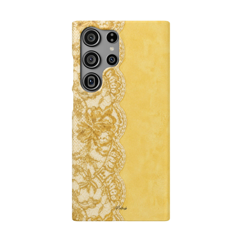 Yellow Vintage Lace Snap Case