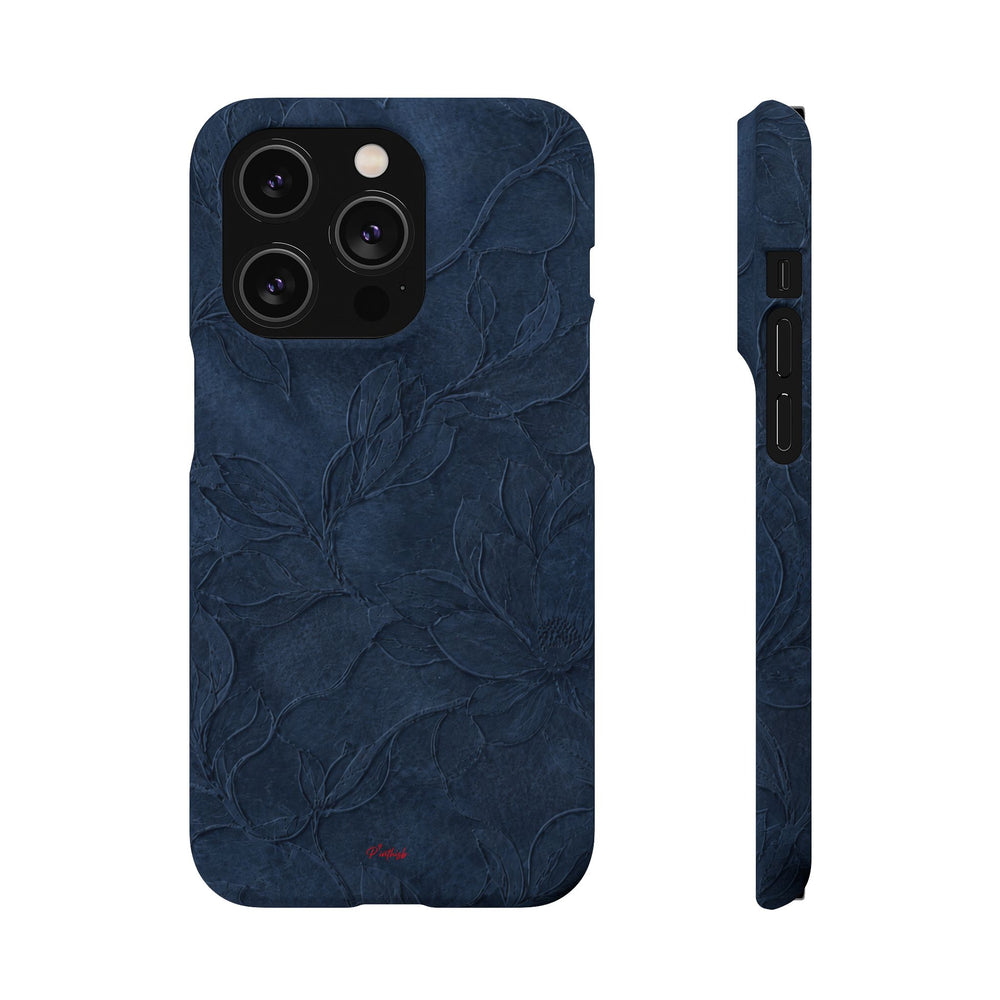 Navy Floral Textured Snap Case