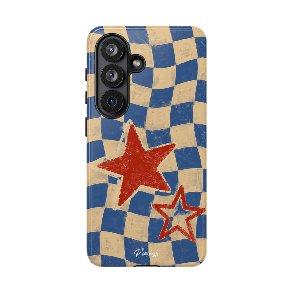 Blue & Cream Retro Star Phone Case