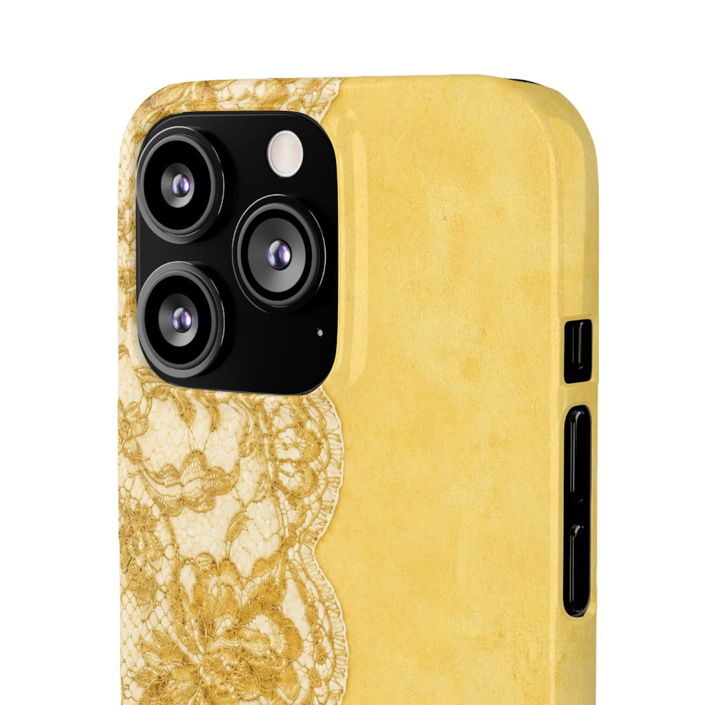 Yellow Vintage Lace Snap Case