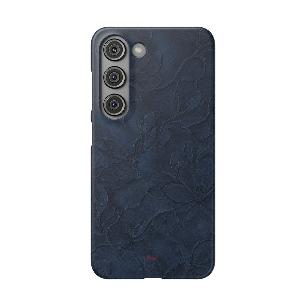 Navy Floral Textured Snap Case