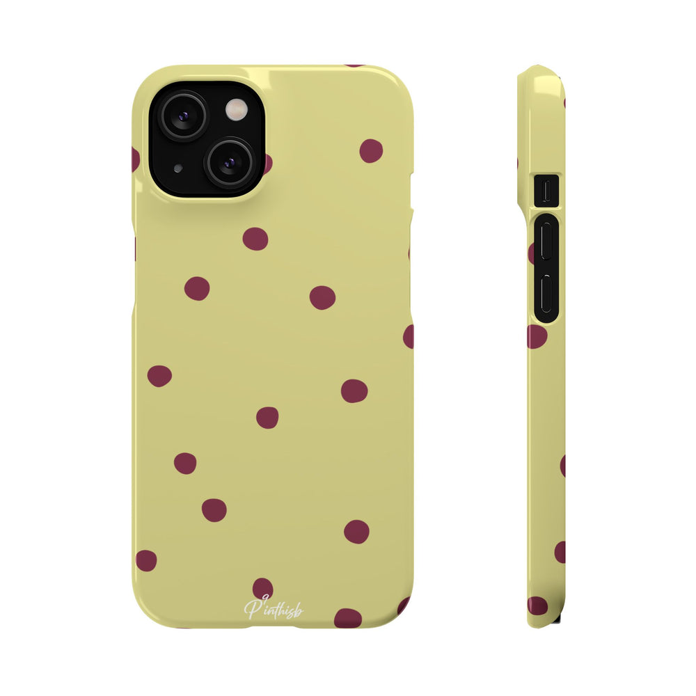 Yellow & Burgundy Polka Dot Snap Phone Case