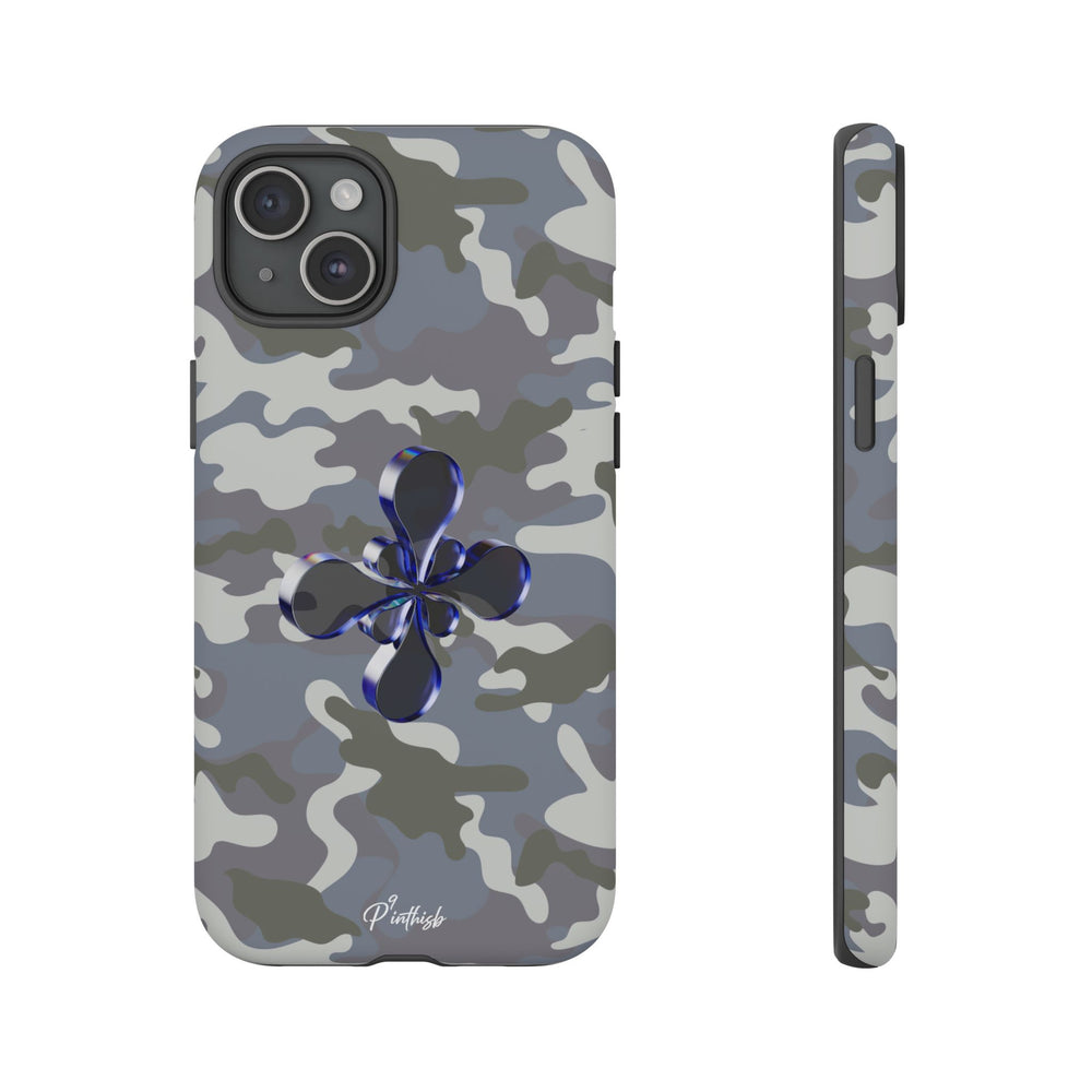Camouflage with Blue Metallic Clover Tough Case