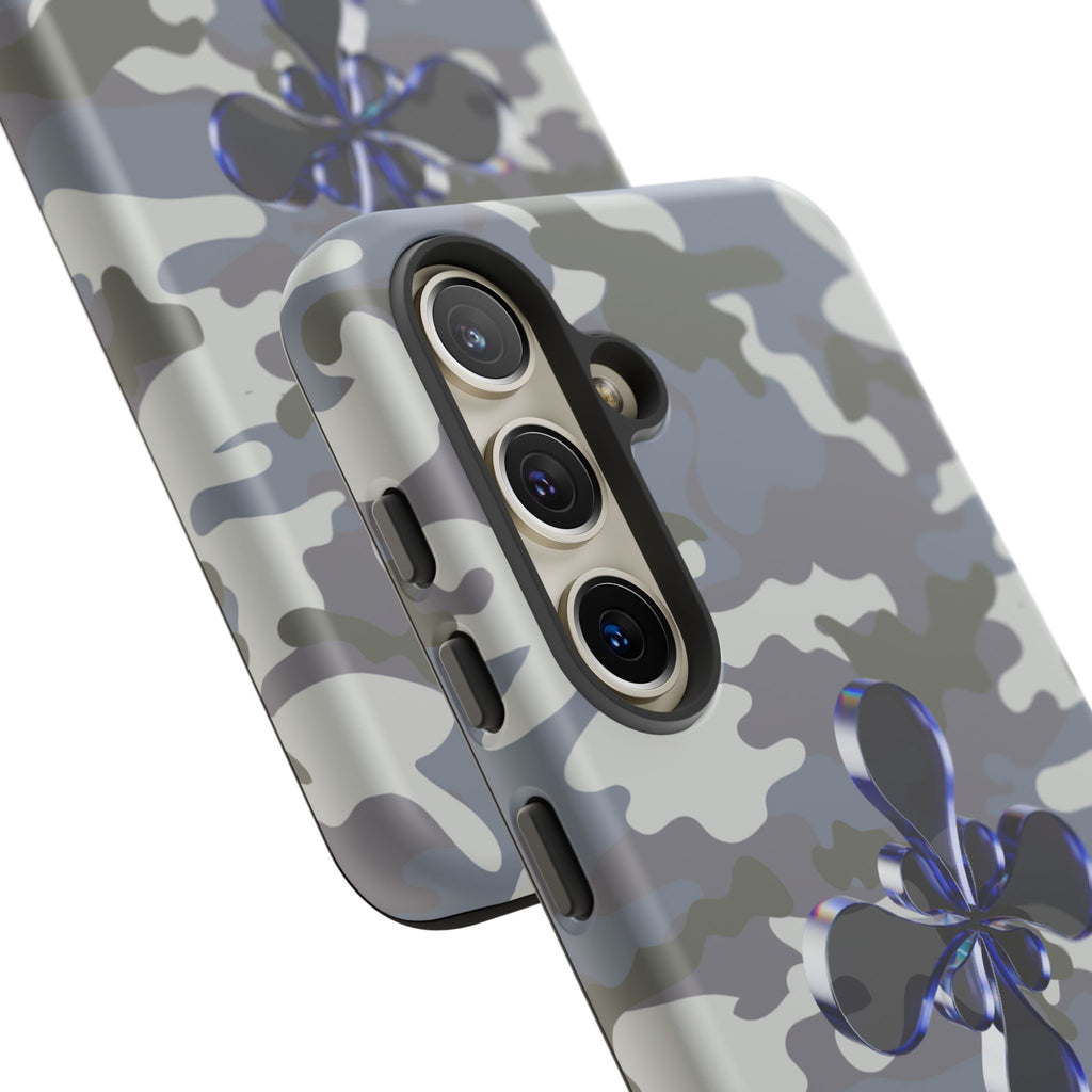 Camouflage with Blue Metallic Clover Tough Case