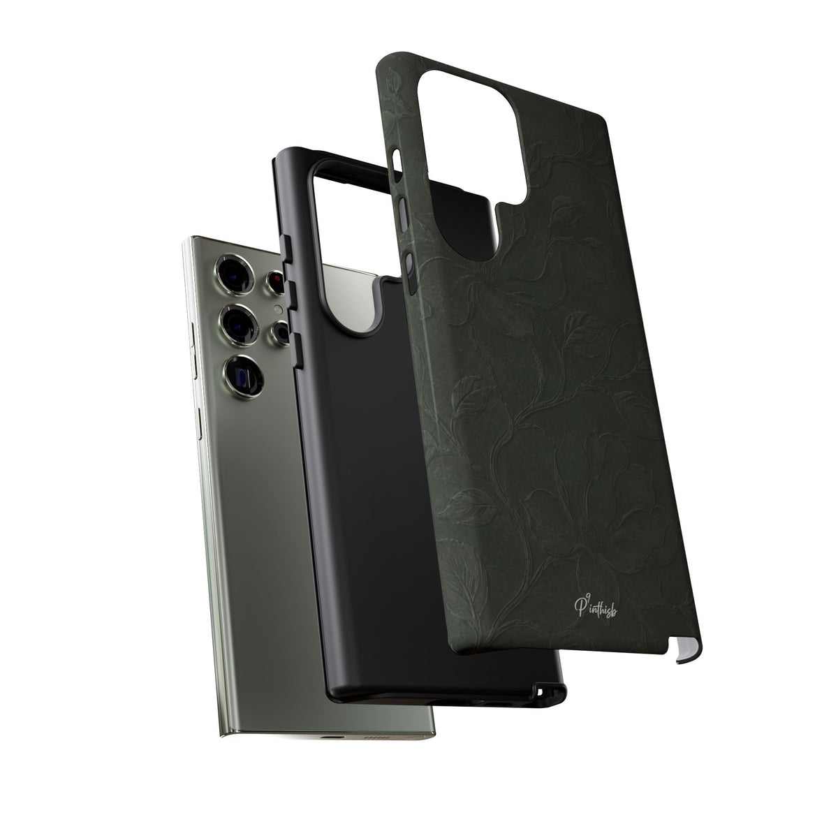 Dark Olive Floral Texture Tough Case