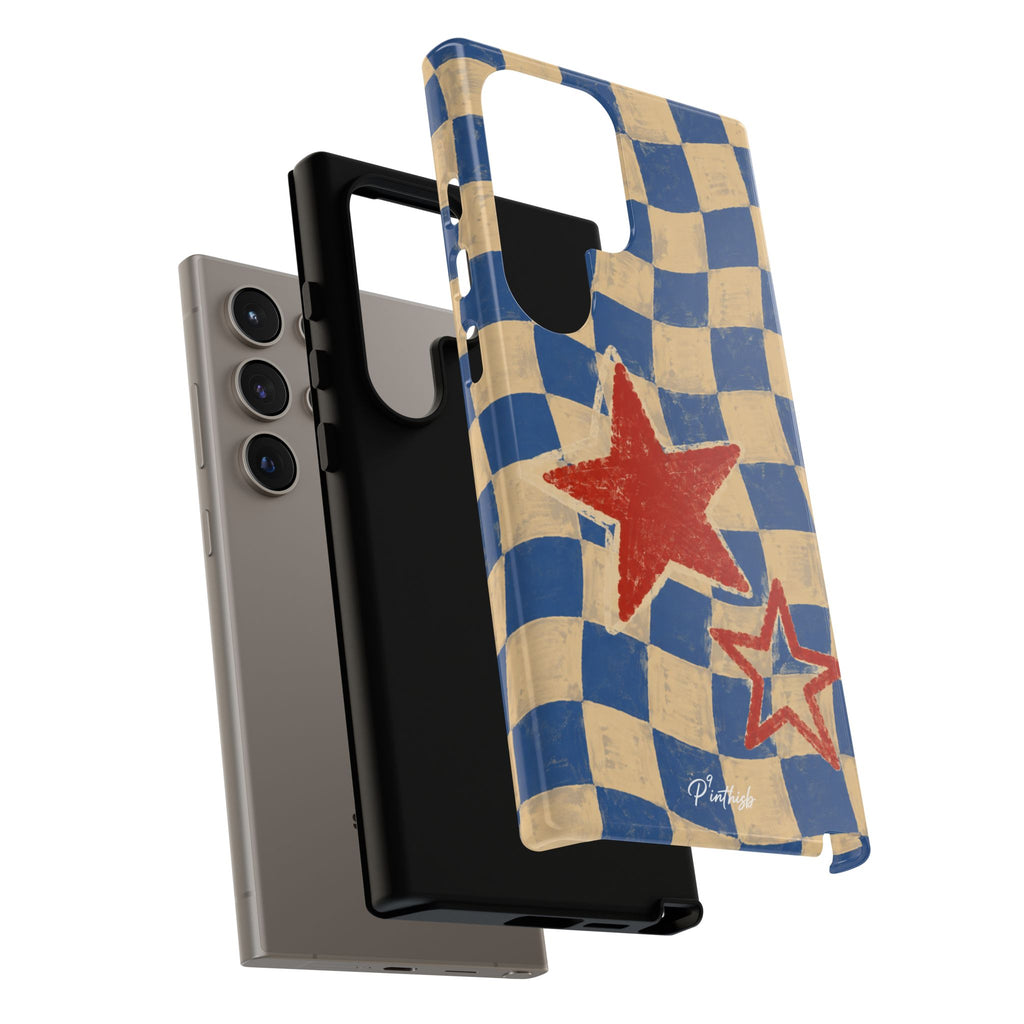 Blue & Cream Retro Star Phone Case