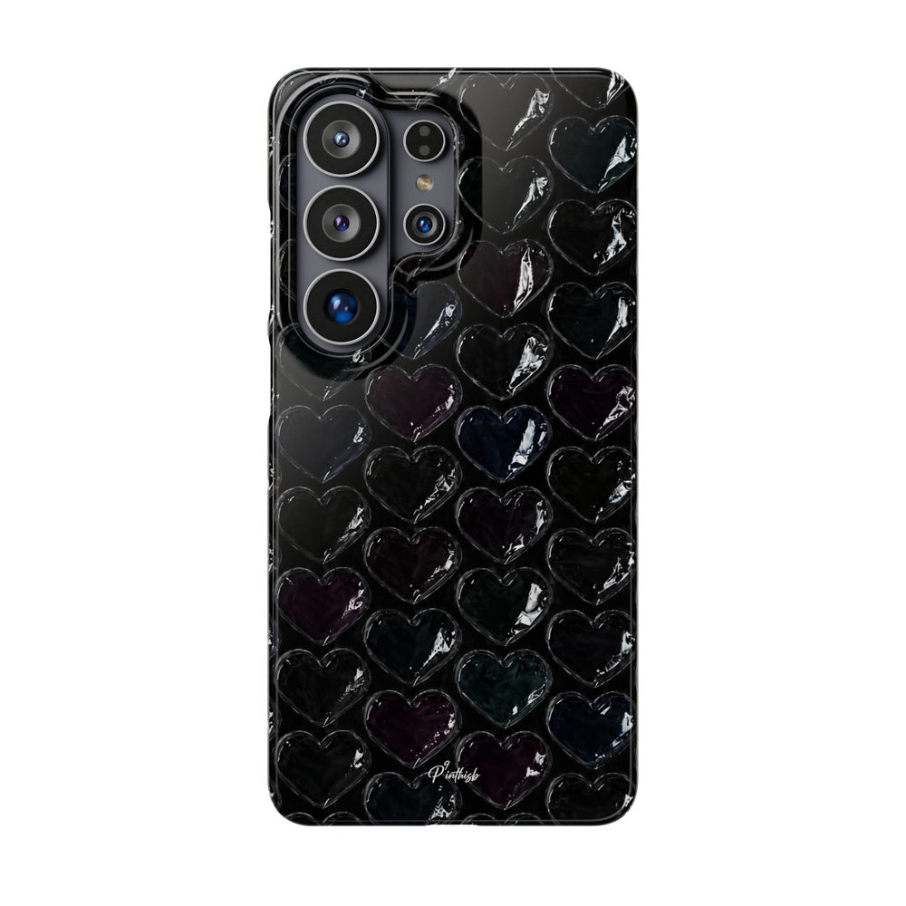 Black Pop Hearts Snap Case