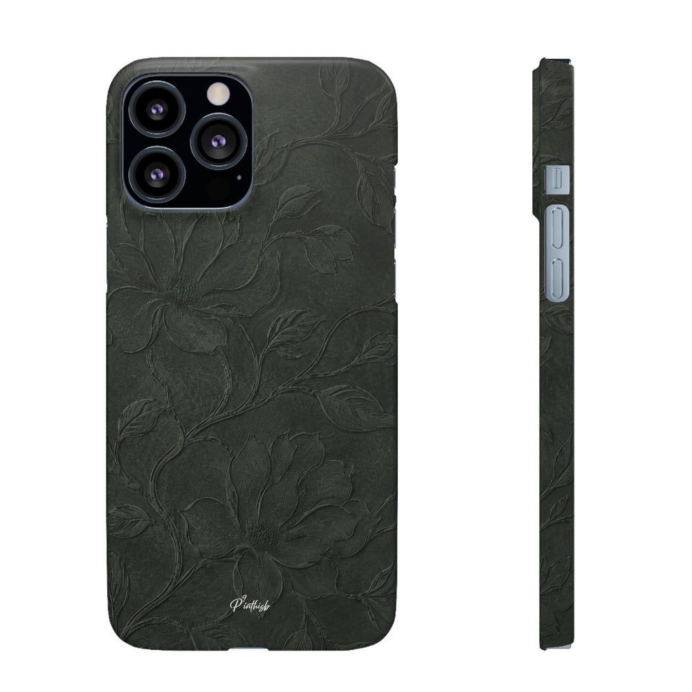 Dark Olive Floral Texture Snap Case