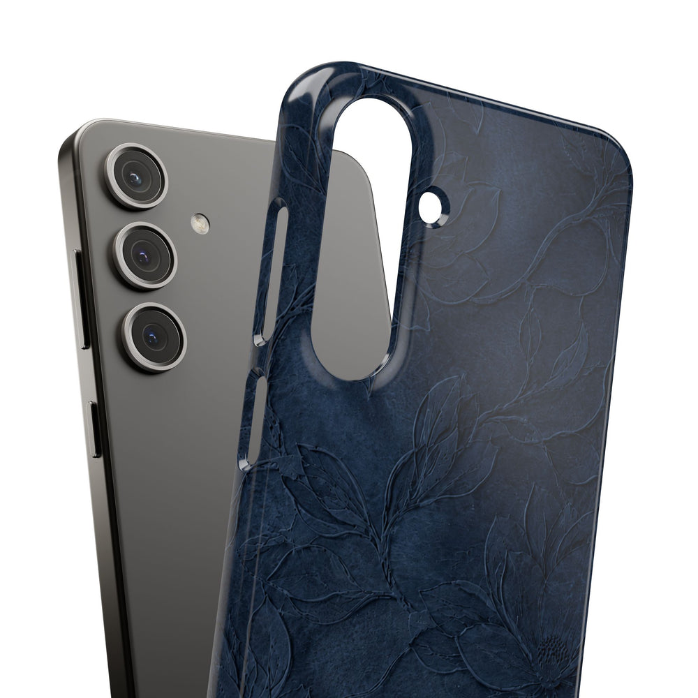 Navy Floral Textured Snap Case
