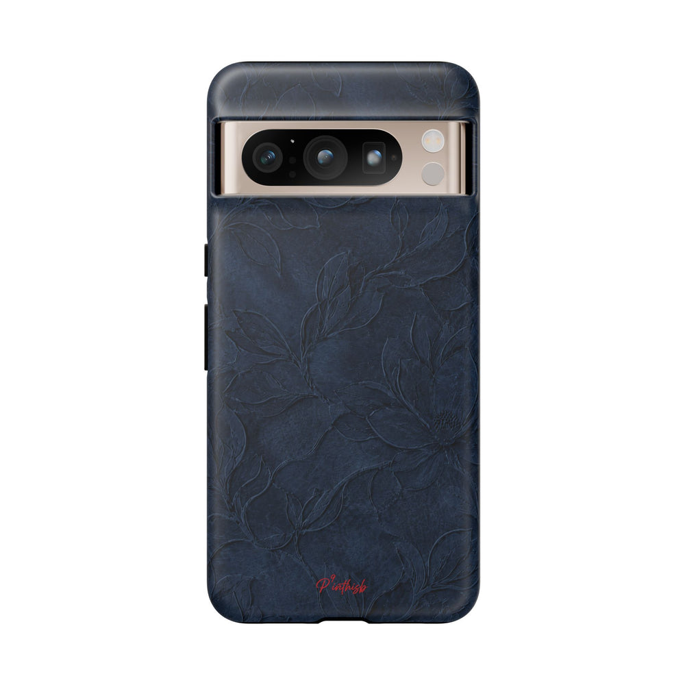 Navy Floral Textured Tough Case