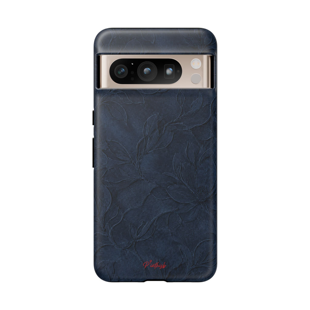 Navy Floral Textured Tough Case