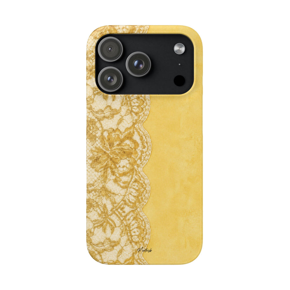 Yellow Vintage Lace Snap Case