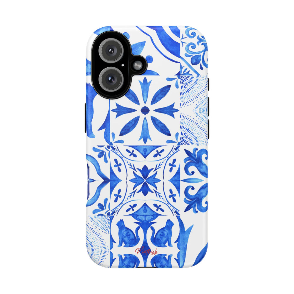 Blue Tile Pattern Tough Phone Case