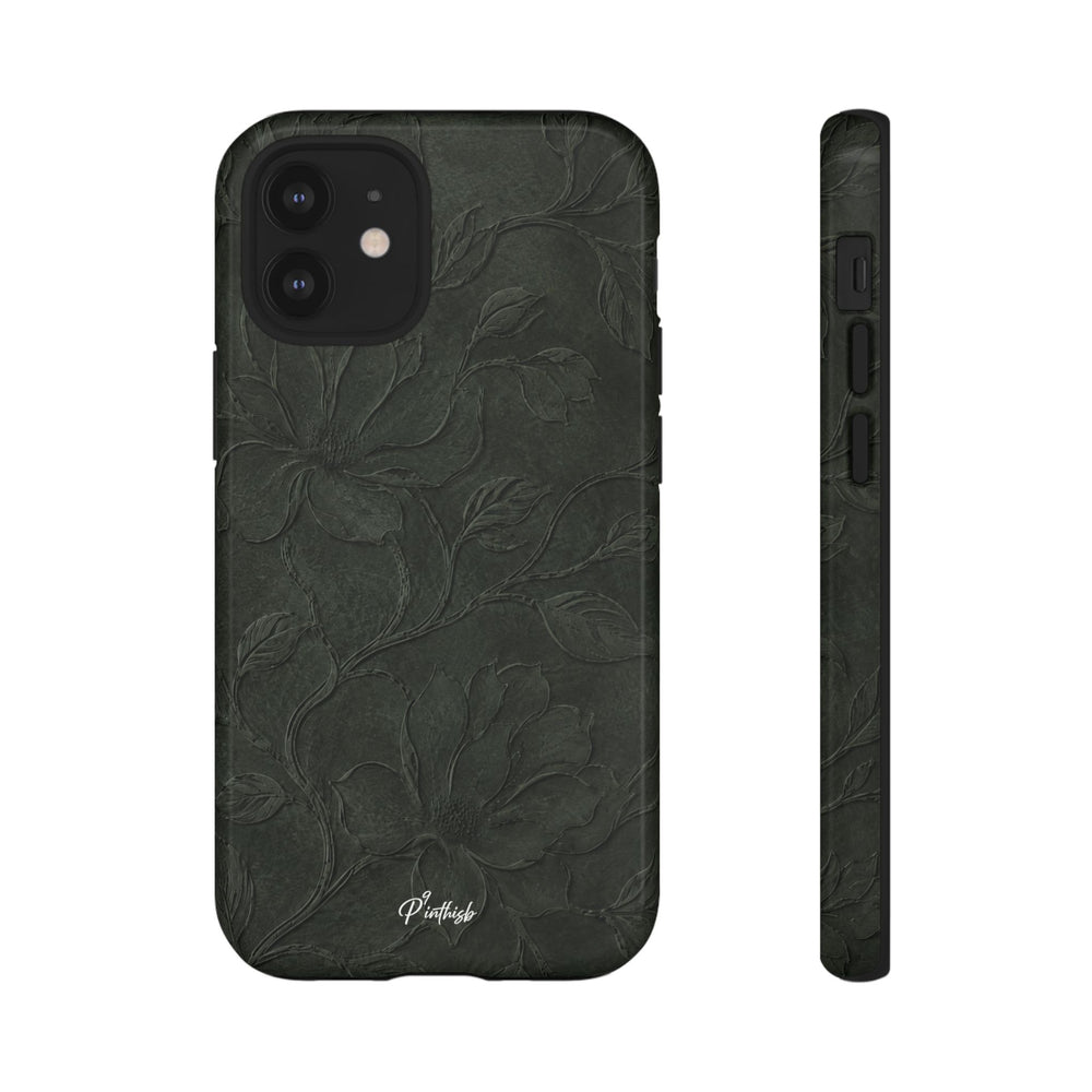 Dark Olive Floral Texture Tough Case