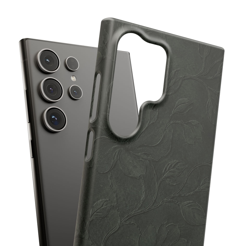 Dark Olive Floral Texture Snap Case