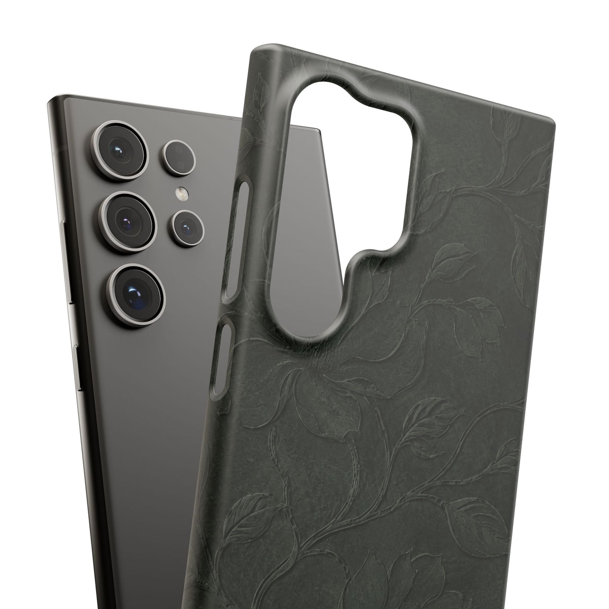 Dark Olive Floral Texture Snap Case