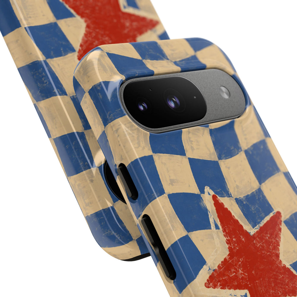Blue & Cream Retro Star Phone Case