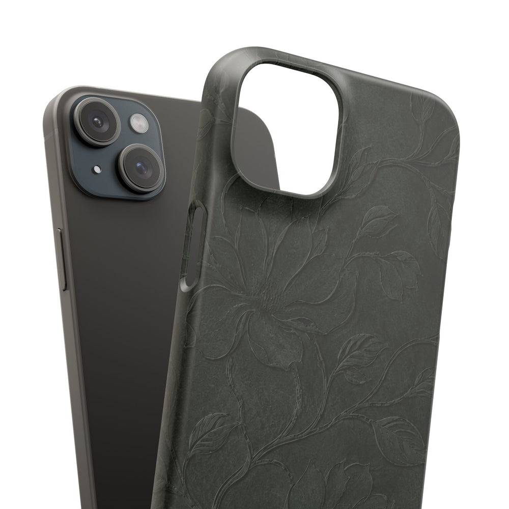 Dark Olive Floral Texture Snap Case