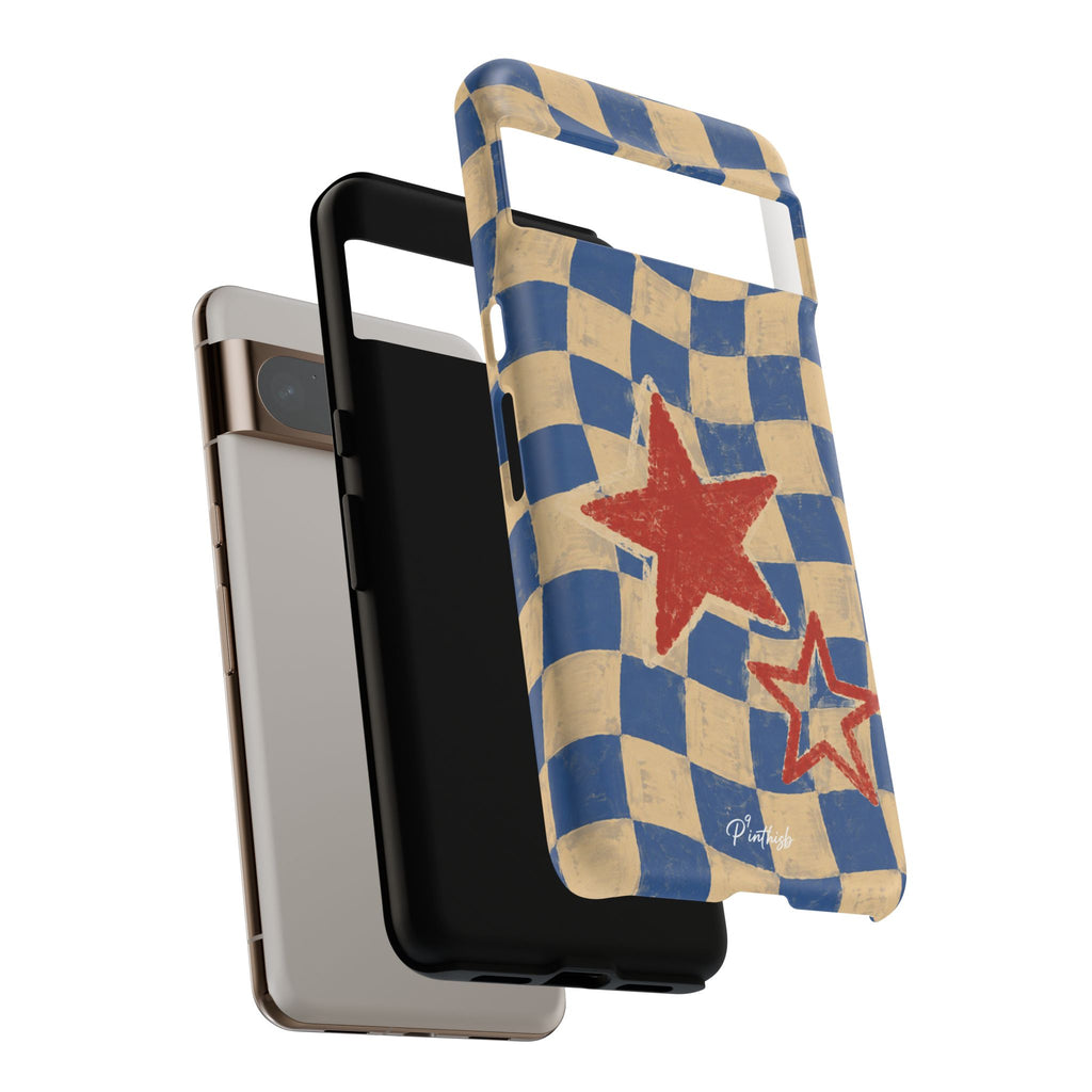 Blue & Cream Retro Star Phone Case