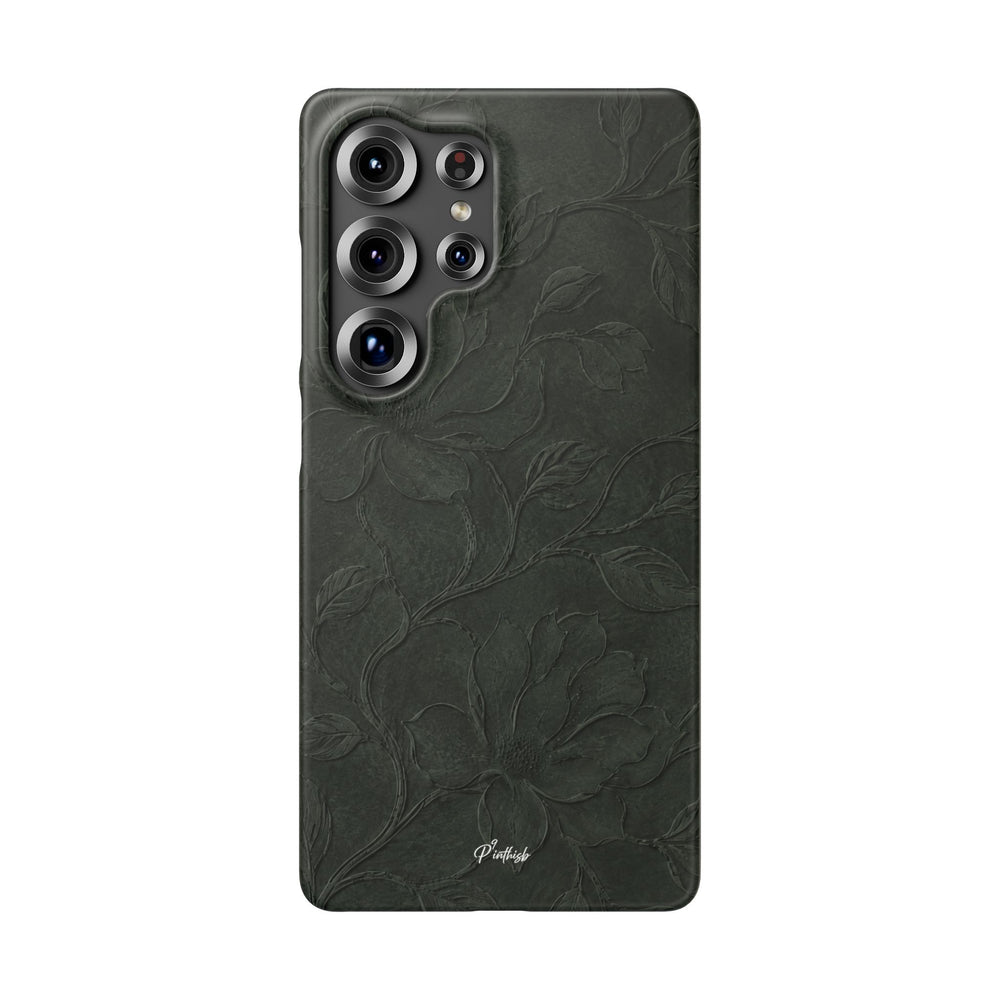 Dark Olive Floral Texture Snap Case