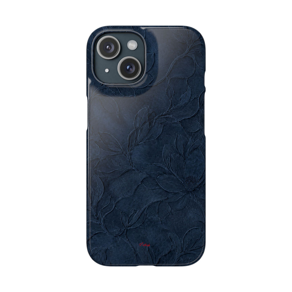 Navy Floral Textured Snap Case