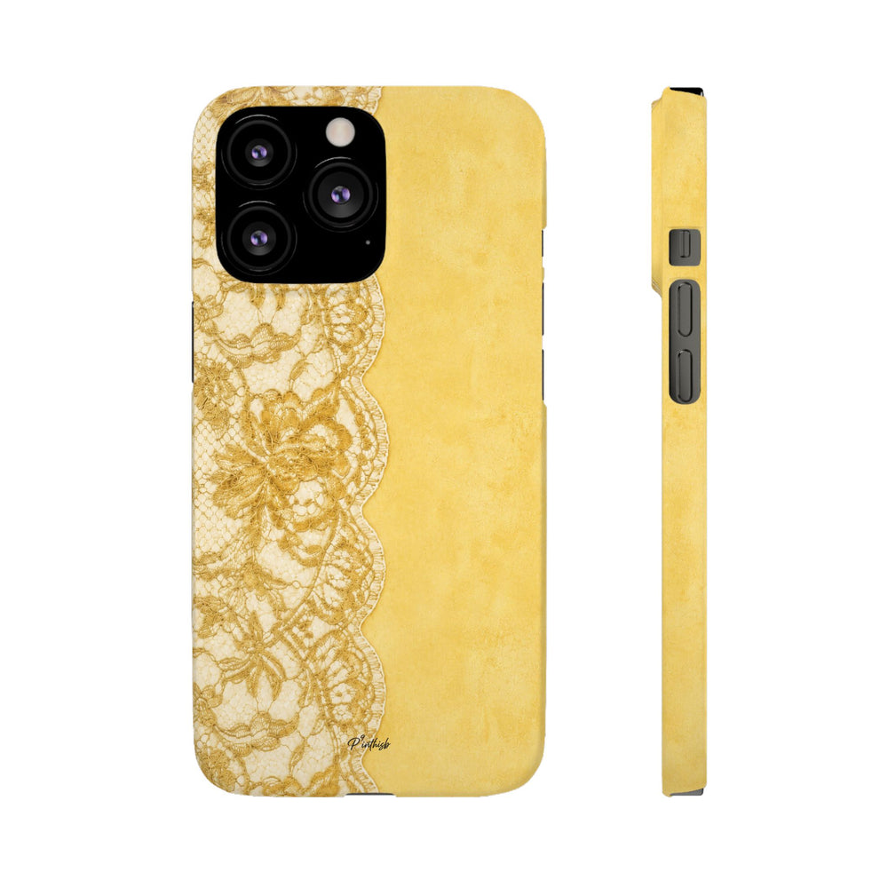 Yellow Vintage Lace Snap Case