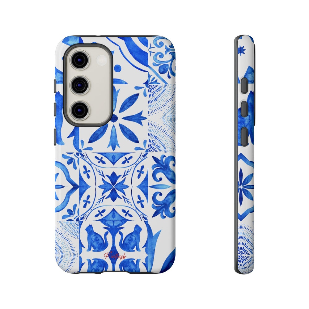 Blue Tile Pattern Tough Phone Case