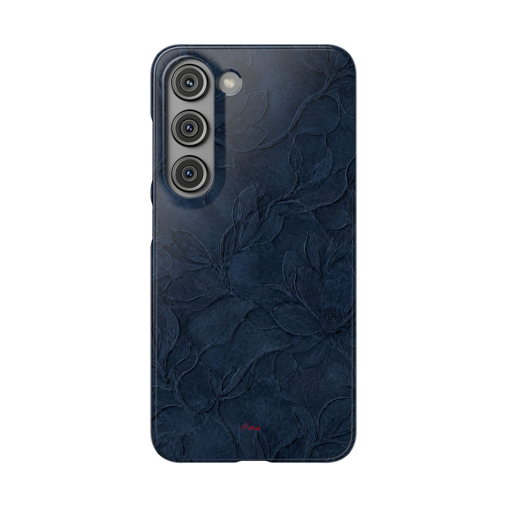 Navy Floral Textured Snap Case