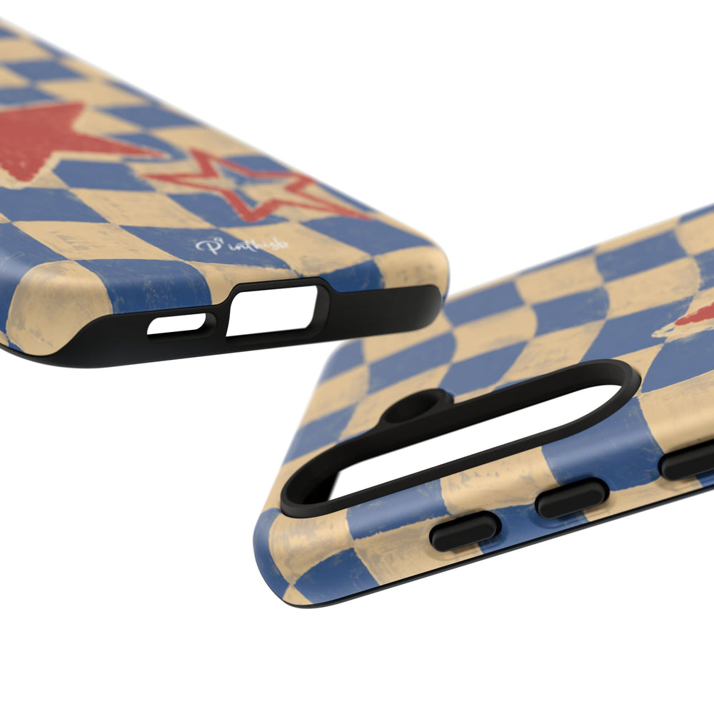 Blue & Cream Retro Star Phone Case