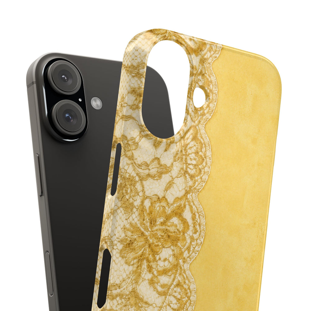 Yellow Vintage Lace Snap Case