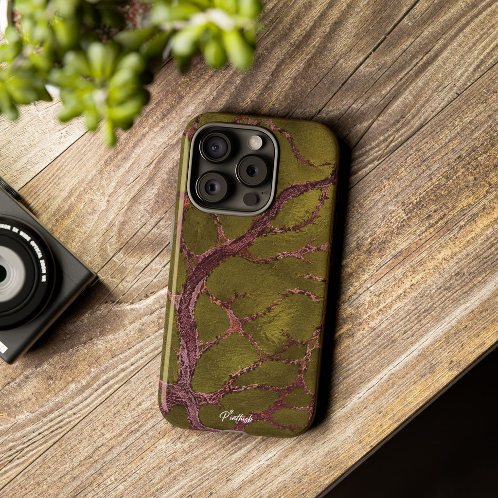Olive & Rose Gold Tree Pattern Phone Case