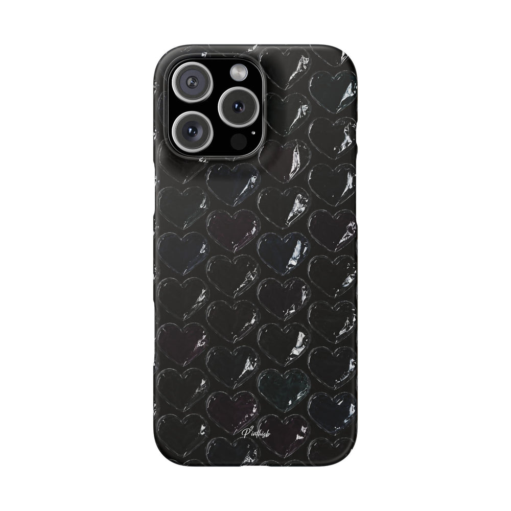 Black Pop Hearts Snap Case
